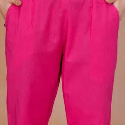 mirhanika Women Regular Fit Pink Pure Cotton Trousers image 4