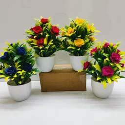 Stylish Looking Mix Color Decorative Piece Rose Flower Set Off 04 Multicolor Wild Flower Artificial Flower with Pot-image-13