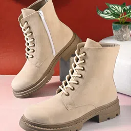 san frissco Women Grey Suede High Top Winter Round Toe Regular Blocked Heeled Chelsea Boots Boots For Women-picture-33