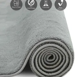 obsessions Grey Solid Polyester 4x6 Feet Machine Made Carpet image 5