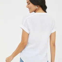 harpa Casual Regular Sleeves Solid Women White Top image 2