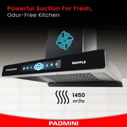 padmini MAPPLE 60 Auto Clean Wall Mounted BLACK 1450 CMH Chimney image 3