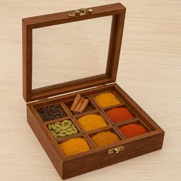 daiviksdecor Spice Set Wooden, Brass-picture-10
