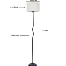 new era Basic Iron Floor Lamp with Jute Shade (Black & White) image 3