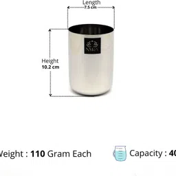 nyra (Pack of 2) Stainless Steel Heavy Gauge Glass/Tumbler for Water,Juice,Beverages,400ML each Glass Set Water/Juice Glass image 4