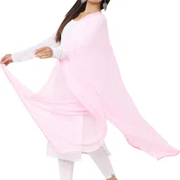 hella fashions Chiffon Self Design Pink Women Dupatta image 2