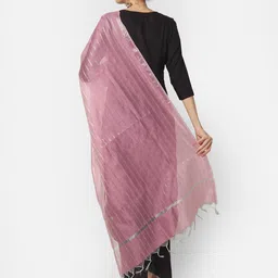 dupatta bazaar Silk Blend Woven Pink Women Dupatta image 3