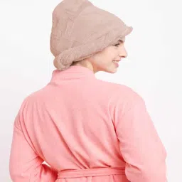 Brown Microfiber Solid 380 GSM Hair Wrap Towel (Set of 2)-image-96