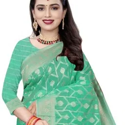 samai Printed Banarasi Cotton Blend Saree image 3