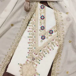 zanzar enterprise Unstitched Cotton Blend Kurta & Churidar Material Embroidered image 2