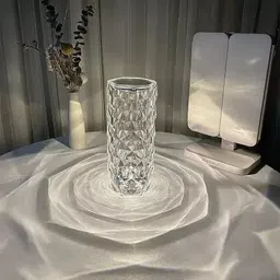 RuHaNest Rose Shadow Crystal Table Lamp, 16 Color Changing Night Light with USB Table Lamp image 2