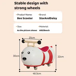 staranddaisy Kids Bee Scooter with 4 Wheels & 360 Degree Rotation. Cute bee Design Ride on Scooter Non Battery Operated Ride On image 2