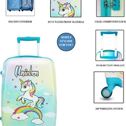 royalme Small Cabin Suitcase (18 inch) 8 Wheels - Kids Trolley Bag | Children's Lightweight Hard Shell Luggage - Multicolor image 3