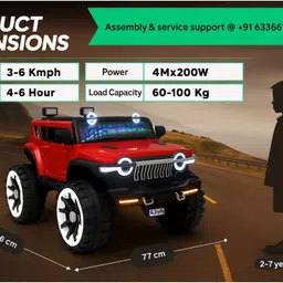 toyify 4x4 Electric LED Lights, Music, Dual Seat, Remote – Premium Off-Road Style Car Battery Operated Ride On image 3