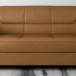 durian Berry compact Leatherette 3 Seater Sofa in Camel Brown Colour image 1