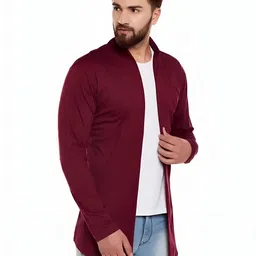 aftclothing Men Jacket Style Full Sleeve Maroon Shrug image 2