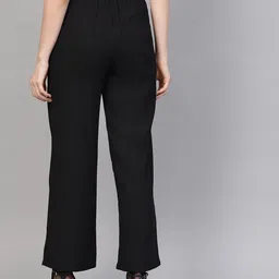 sassafras Women Regular Fit Black Viscose Rayon Trousers image 3