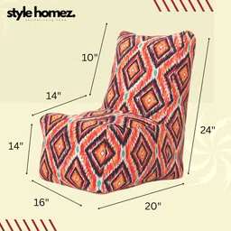style homez Large CANVAS CLASSIC CHAIR, Cotton Geometric Printed Bean Bag Chair With Bean Filling image 3