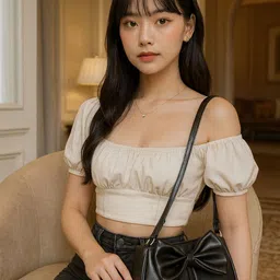 blvck threadz Black Women Shoulder Bag Chic Bowknot Pleated Black Shoulder Bag image 5