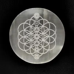 plus value Selenite Round Chakra Symbol Crystal Charging Plate Polished Round Crystal, Quartz Stone-picture-21