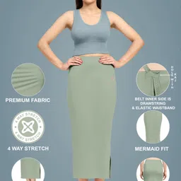 Trendmalls P02-SteelGreen Lycra Blend Petticoat image 3