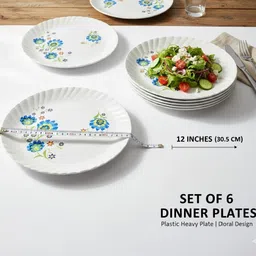 decotent 6 Pcs White Plastic Heavy Plate - 12 Inch Dinner Plate image 2