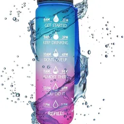 mikagigi Plastic Water Bottles 1 Litre Sipper Bottle For Adults Motivational Water Bottle 1000 ml Water Bottle-picture-14