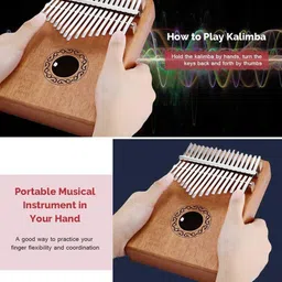 hasthip Kalimba 17 Keys, Mahogany & Mineral Steel Rods Portable Thumb Piano image 4
