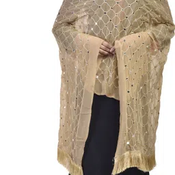 trendz hack Chiffon Embroidered Gold Women Dupatta image 4