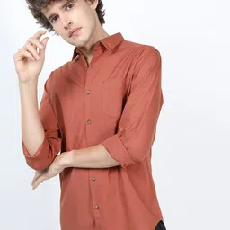 highlander Men Slim Fit Solid Mandarin Collar Casual Shirt-picture-21