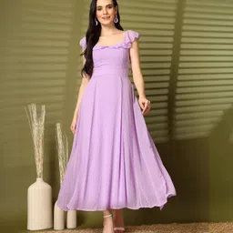 aayu Women Fit and Flare Purple Maxi/Full Length Dress-picture-41