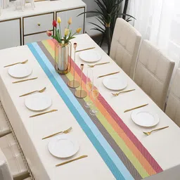 HOKIPO Red & Blue Stripes Design Rectangular Table Runner-picture-22