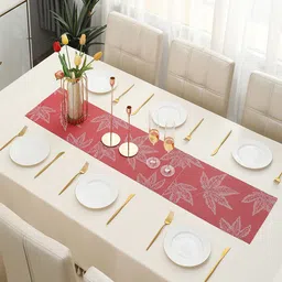 HOKIPO Red & Grey Floral Printed Rectangular Table Runner-picture-19