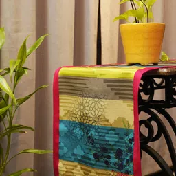 ZEBA Blue & Green Printed 6 Seater Table Runner image 1