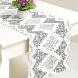 BLANC9 Grey Printed Pure Cotton Table Runners image 1