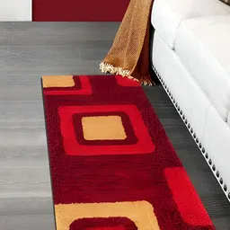 Shopgallery Red & Beige Geometric-Design Hand-Tufted Anti-Slip Floor Runner-image-42