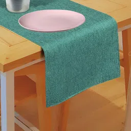 FABURAA Green Self Design Pure Jute Table Runner image 3