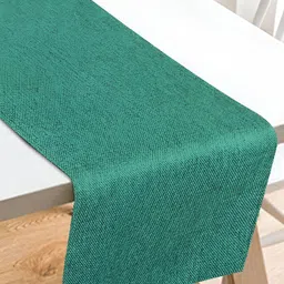 FABURAA Green Self Design Pure Jute Table Runner image 4