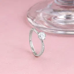 giva Sterling Silver Waver Glam Ring, Adjustable Sterling Silver Zircon Rhodium Plated Ring-picture-18