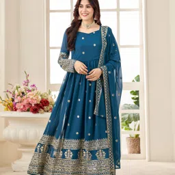 skyliner Embroidered Georgette Stitched Anarkali Gown-picture-10