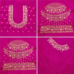 vivida enterprise Unstitched Art Silk Blouse Material Embroidered image 1