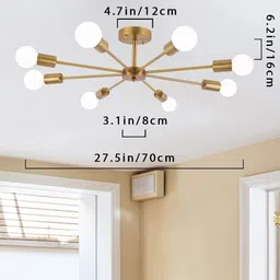 svah Modern 8-Light Ceiling Pendant Light Antique Gold jhumar(Bulb Not Included) Chandelier Ceiling Lamp image 3