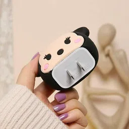 casual need 3D Cartoon Design for 18W 20W | Adapter Charger Wire Saver Minnie Black Cable Protector image 4