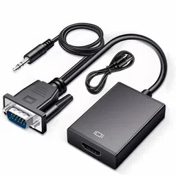 DooBuy VGA to HDMI Adapter VGA to HDMI Converter VGA Male to HDMI Female with 3.5MM Audio Jack Full HD 1080P for Connecting Monitor PC Laptop Desktop HDTV DVD HDMI Connector-image-42
