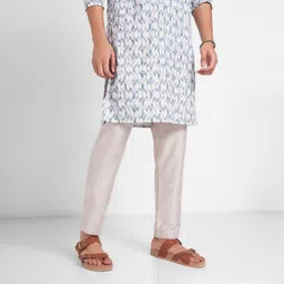 indus route by pantaloons Men Regular Fit Silver Cotton Blend Trousers-picture-24