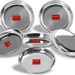Stainless Steel Heavy Gauge Medium Halwa Plates with Mirror finish 17cm Dia - Set of 6pc Quarter Plate-image-13