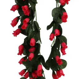 mundeya Artificial Flower Small Rose Bush Hanging Flowers Pack of 1 (Red, 34 inch) Red Rose, Orchids Artificial Flower image 3