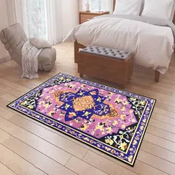 status Pink Polyester Vintage 5 x 7 Feet Machine Made Carpet-picture-36