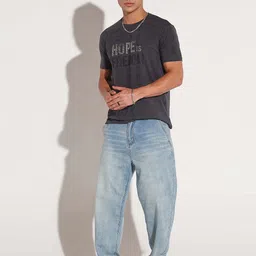 showoffff Men Typography Round Neck Cotton Blend Grey T-Shirt image 5