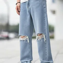 maahit Men Loose Fit Mid Rise Light Blue Jeans-picture-12